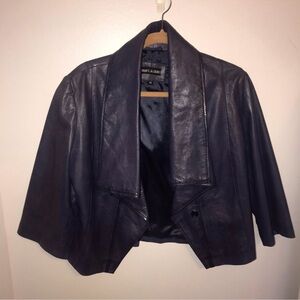 Navy Blue Leather Jacket for Women